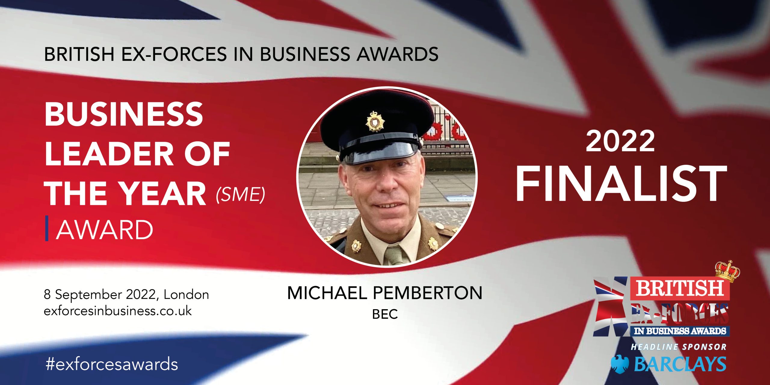 Our CEO Michael Pemberton is among the finalists in the British Ex-Forces in Business Awards 2022